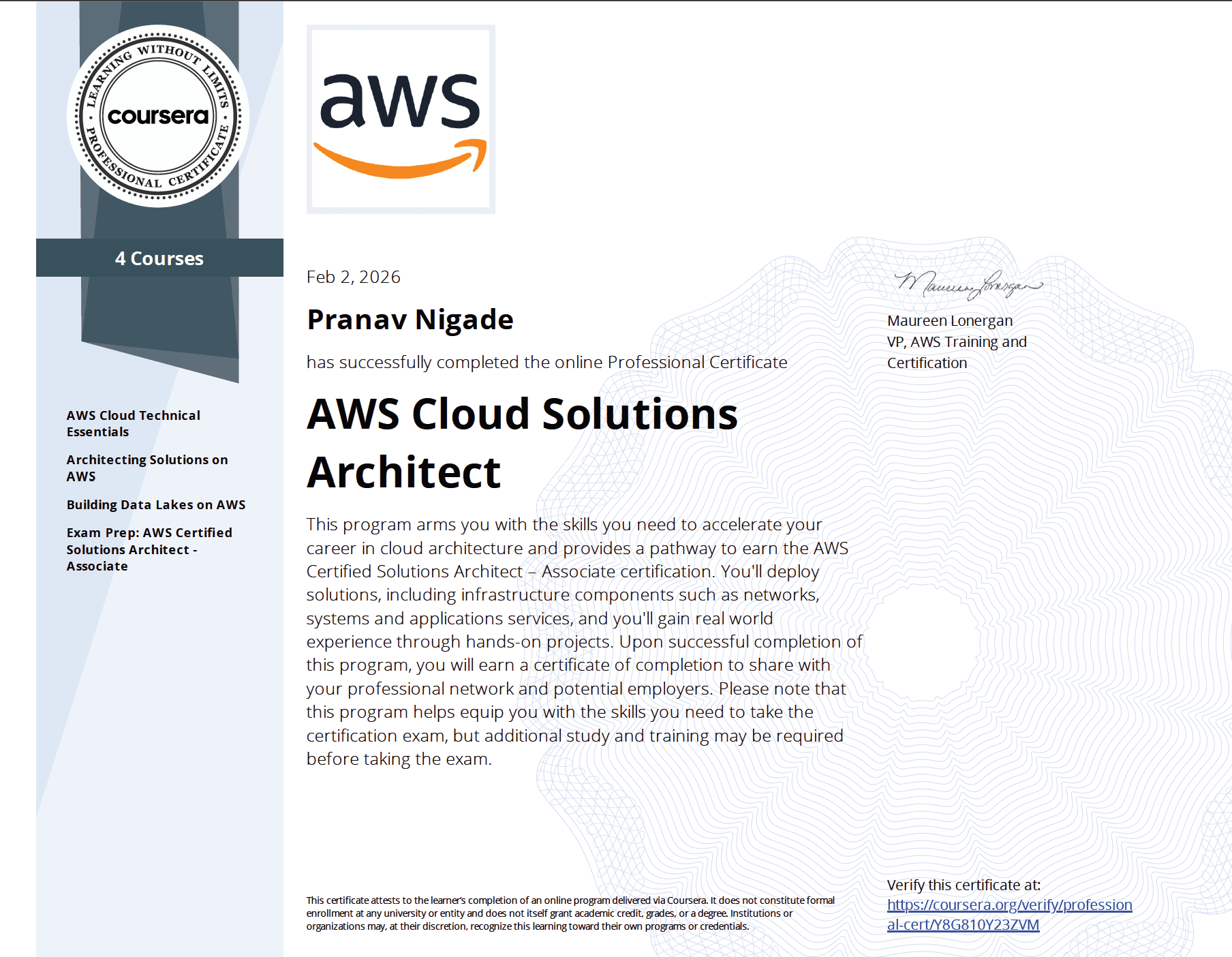 AWS Cloud Solutions Architect Specialization
